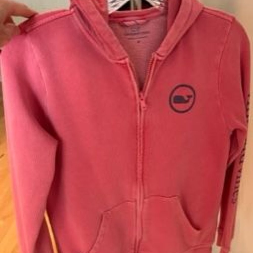 EUC Big Boys Girls VINEYARD VINES Zip Front Hoodie (M) Light Red (Wash look)
